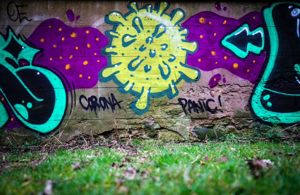 Coronavirus graffiti in Edinburgh, Scotland. Image