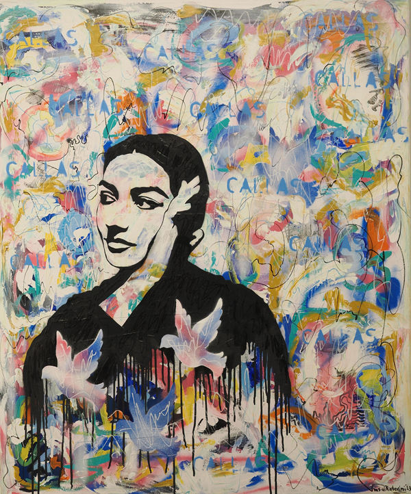 ΤΣΟΥΡΗ ΟΛΓΑ ΑΙΚΑΤΕΡΙΝΗ : Maria Callas : Mixed media & stencil on canvas : 100 x 100 cm. Image
