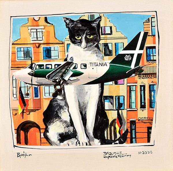 Titania-flight TIT169 to Bremen acrylic, gouache & oil on canvas, 30 X 30 cm. 2020 (1) Image
