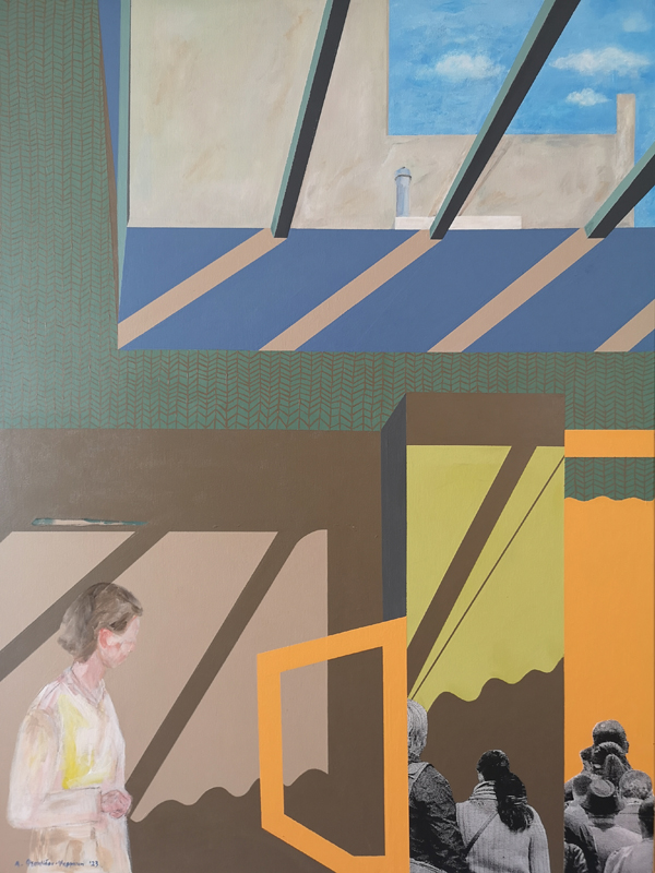 Trespassing 120 x 90 cm., acrylics on canvas, mixed media, 2023 Image