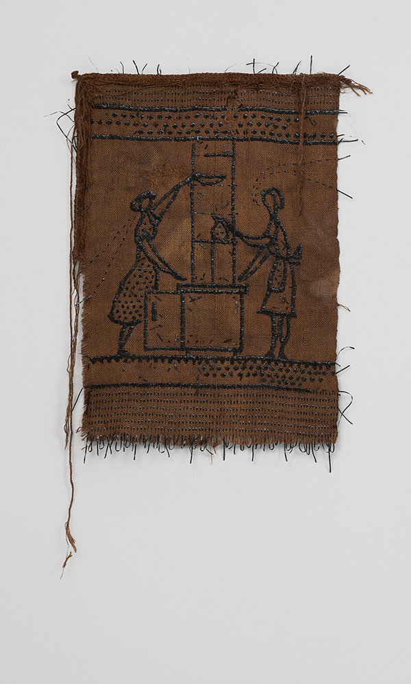 Birke Gorm, hand-me-down (4), 2022, Jute, polyprophylengarn, aluminium, 80 × 55 cm, Courtesy of the artist and Croy Nielsen, Vienna Image