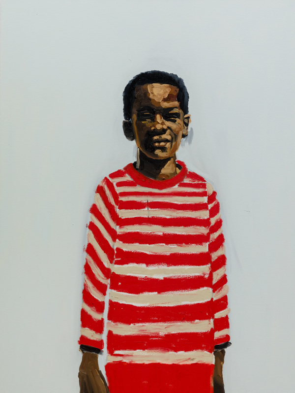 Jerrell Gibbs : Garçon in Striped Shirt, 2021 : Oil and oil stick on canvas (121.92 x 91.44 cm.) estimated 15.000 - 20.000 $ Image