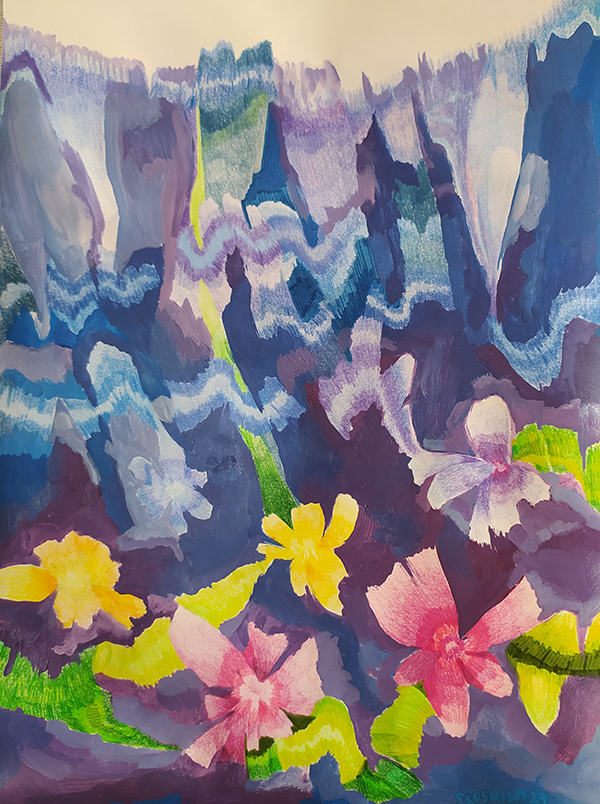 SOFIA KOSMIDOY Ελεγεία των Λουλουδιών Διαστάσεις 35 x 45 εκ. με την κορνίζα Υλικά χρωματιστά μολύβια σε χαρτί Χρονολογία 2024 Image