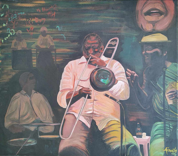 Λένα Αναδιώτου, Τζαζ μέσα στη νύχτα, 70 x 80 cm, Ακρυλικά σε καμβά Image