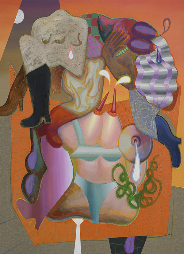 Georgia Fambris :The misunderstanding of inner explosions 137 x 99, acrylics and pastels on canvas, 2023 Image
