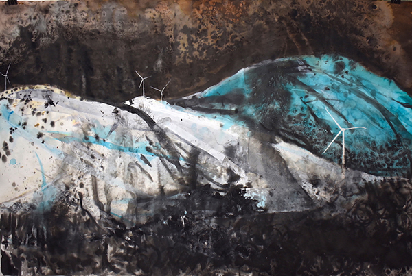 Ανεμογεννήτριες, μελάνι σε χαρτί, 100 x 150 cm, 2024 Image