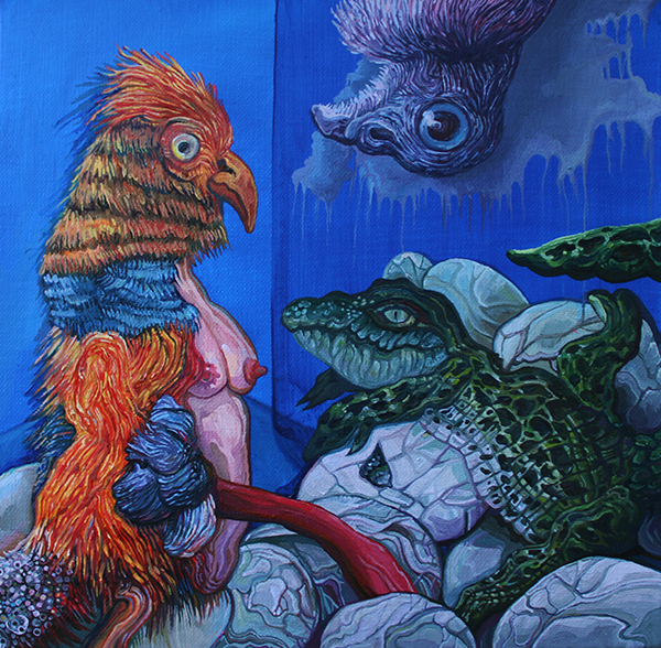 Parturition, Lampros Kordolaimis, 30x30, oil on canvas,2023 Image