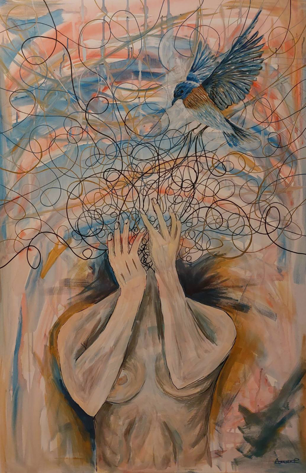 Danae Georgiadou, Tangled thoughts, 100x70cm, Ακυρλικά Image